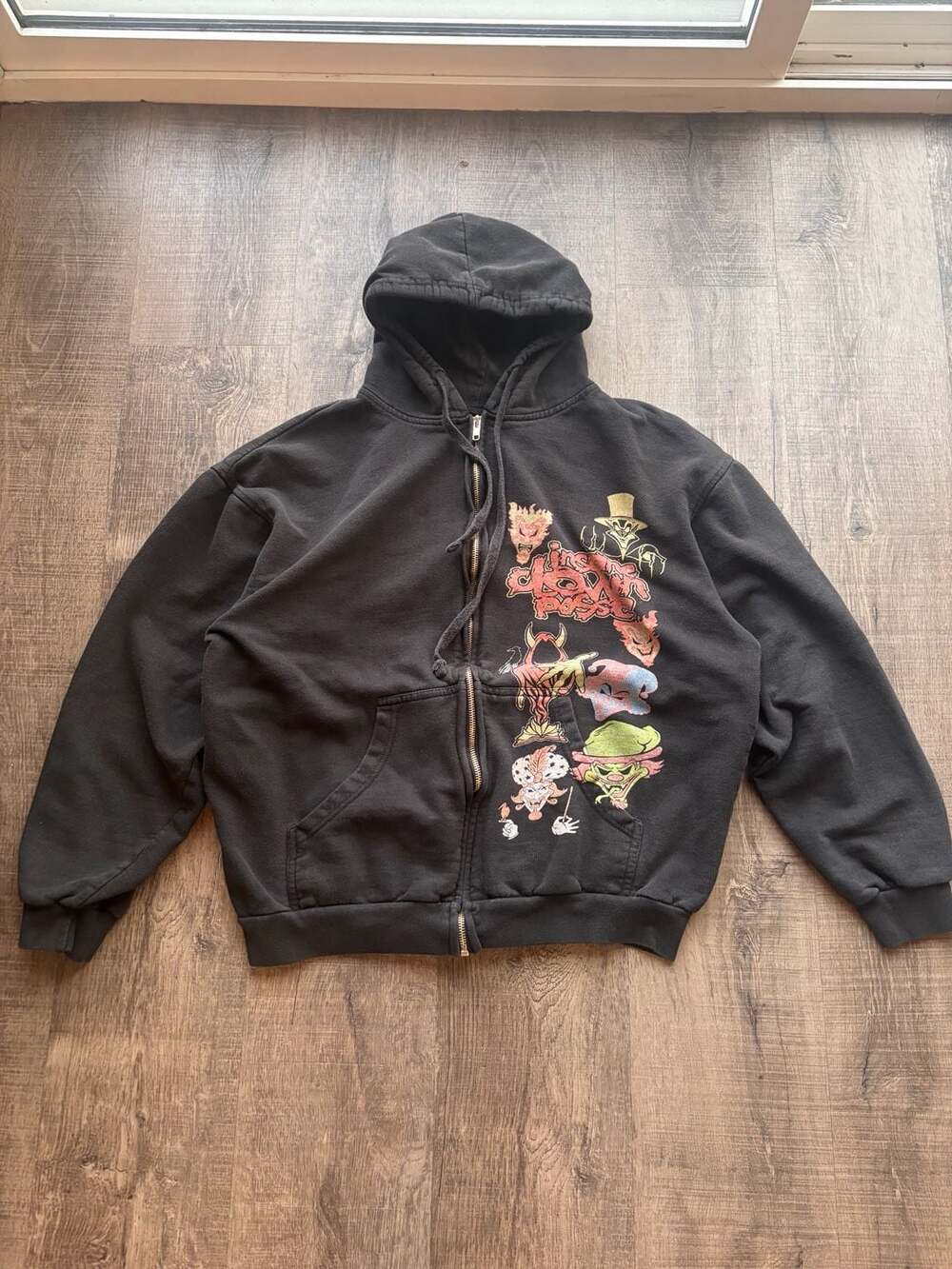 Insane Clown Posse Graphic Full-Zip Hoodie in Washed Black